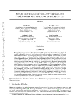 Multi-view polarimetric scattering cloud tomography and retrieval of
  droplet size