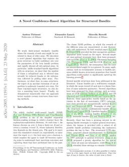 A Novel Confidence-Based Algorithm for Structured Bandits