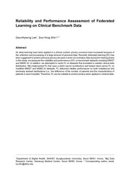 Reliability and Performance Assessment of Federated Learning on Clinical
  Benchmark Data