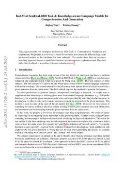 KaLM at SemEval-2020 Task 4: Knowledge-aware Language Models for
  Comprehension And Generation