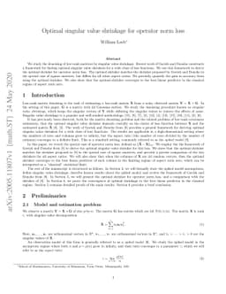 Optimal singular value shrinkage for operator norm loss