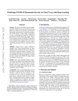 Predicting COVID-19 Pneumonia Severity on Chest X-ray with Deep Learning