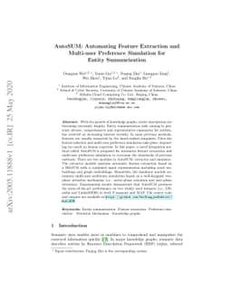 AutoSUM: Automating Feature Extraction and Multi-user Preference
  Simulation for Entity Summarization