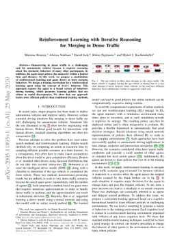 Reinforcement Learning with Iterative Reasoning for Merging in Dense
  Traffic