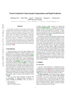Visual Localization Using Semantic Segmentation and Depth Prediction