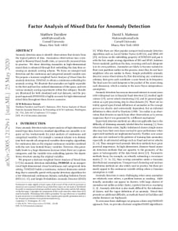 Factor Analysis of Mixed Data for Anomaly Detection