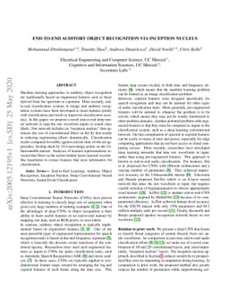 End-to-End Auditory Object Recognition via Inception Nucleus