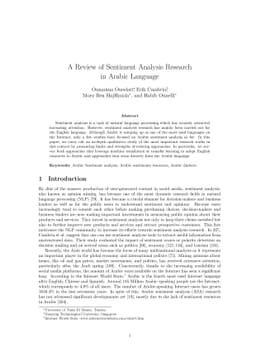 A review of sentiment analysis research in Arabic language