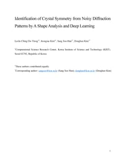 Identification of Crystal Symmetry from Noisy Diffraction Patterns by A
  Shape Analysis and Deep Learning