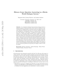 History-Aware Question Answering in a Blocks World Dialogue System