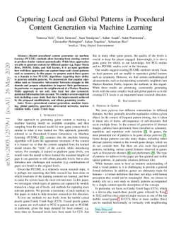 Capturing Local and Global Patterns in Procedural Content Generation via
  Machine Learning