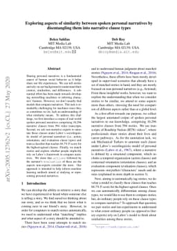 Exploring aspects of similarity between spoken personal narratives by
  disentangling them into narrative clause types