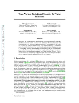 Time-Variant Variational Transfer for Value Functions