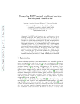 Comparing BERT against traditional machine learning text classification