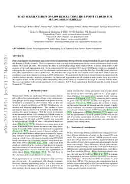 Road Segmentation on low resolution Lidar point clouds for autonomous
  vehicles