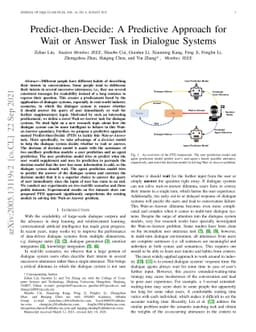 Predict-then-Decide: A Predictive Approach for Wait or Answer Task in
  Dialogue Systems