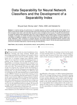 Data Separability for Neural Network Classifiers and the Development of
  a Separability Index