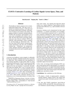 CLOCS: Contrastive Learning of Cardiac Signals Across Space, Time, and
  Patients