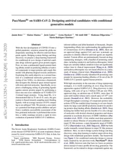 PaccMann$^{RL}$ on SARS-CoV-2: Designing antiviral candidates with
  conditional generative models