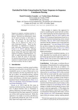 Enriched In-Order Linearization for Faster Sequence-to-Sequence
  Constituent Parsing