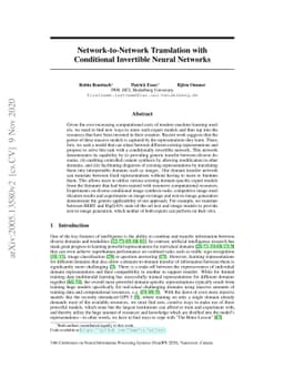 Network-to-Network Translation with Conditional Invertible Neural
  Networks