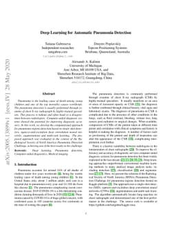 Deep Learning for Automatic Pneumonia Detection