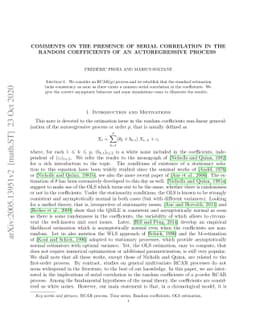 Comments on the presence of serial correlation in the random
  coefficients of an autoregressive process