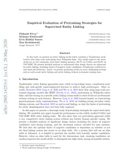 Empirical Evaluation of Pretraining Strategies for Supervised Entity
  Linking