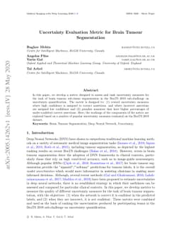 Uncertainty Evaluation Metric for Brain Tumour Segmentation