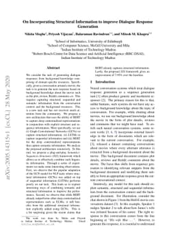 On Incorporating Structural Information to improve Dialogue Response
  Generation