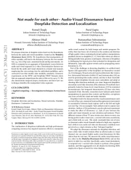 Not made for each other- Audio-Visual Dissonance-based Deepfake
  Detection and Localization