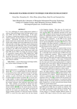 SNR-Based Teachers-Student Technique for Speech Enhancement