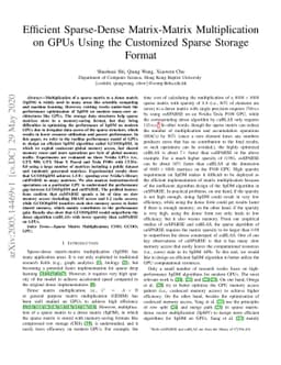 Efficient Sparse-Dense Matrix-Matrix Multiplication on GPUs Using the
  Customized Sparse Storage Format