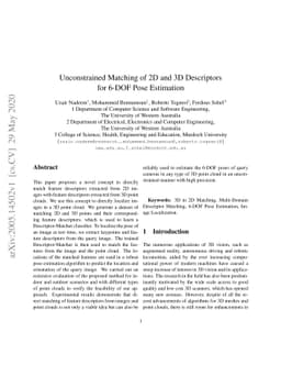 Unconstrained Matching of 2D and 3D Descriptors for 6-DOF Pose
  Estimation