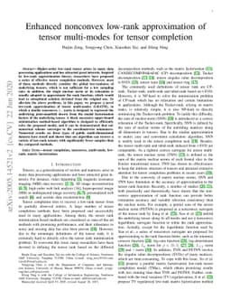 Enhanced nonconvex low-rank approximation of tensor multi-modes for
  tensor completion