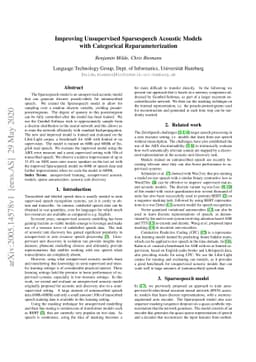 Improving Unsupervised Sparsespeech Acoustic Models with Categorical
  Reparameterization