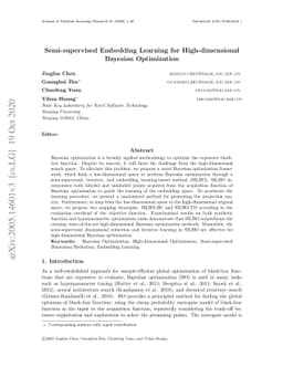 Semi-supervised Embedding Learning for High-dimensional Bayesian
  Optimization