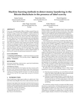 Machine learning methods to detect money laundering in the Bitcoin
  blockchain in the presence of label scarcity