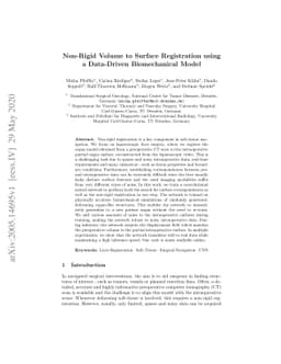 Non-Rigid Volume to Surface Registration using a Data-Driven
  Biomechanical Model