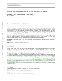 Rate-optimal refinement strategies for local approximation MCMC