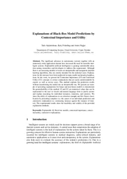 Explanations of Black-Box Model Predictions by Contextual Importance and
  Utility