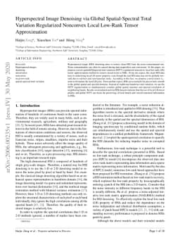 Hyperspectral Image Denoising via Global Spatial-Spectral Total
  Variation Regularized Nonconvex Local Low-Rank Tensor Approximation