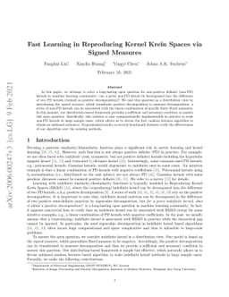 Fast Learning in Reproducing Kernel Krein Spaces via Signed Measures