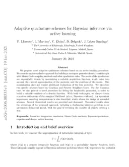 Adaptive quadrature schemes for Bayesian inference via active learning