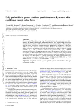 Fully probabilistic quasar continua predictions near Lyman-α with
  conditional neural spline flows
