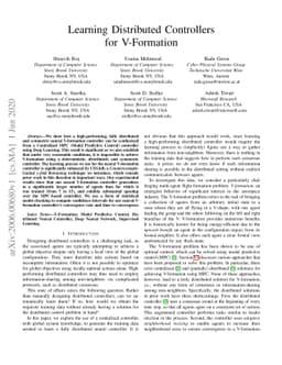 Learning Distributed Controllers for V-Formation