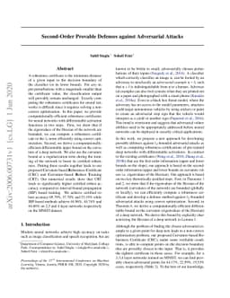 Second-Order Provable Defenses against Adversarial Attacks