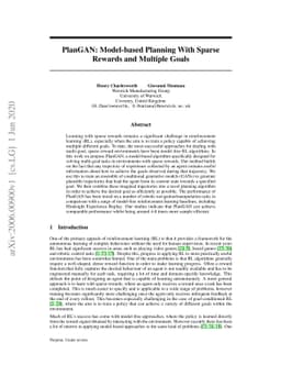 PlanGAN: Model-based Planning With Sparse Rewards and Multiple Goals