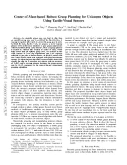 Center-of-Mass-based Robust Grasp Planning for Unknown Objects Using
  Tactile-Visual Sensors