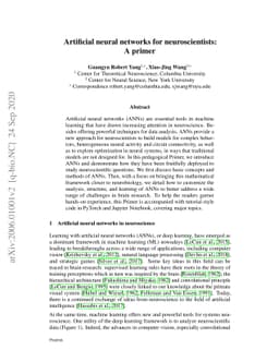 Artificial neural networks for neuroscientists: A primer